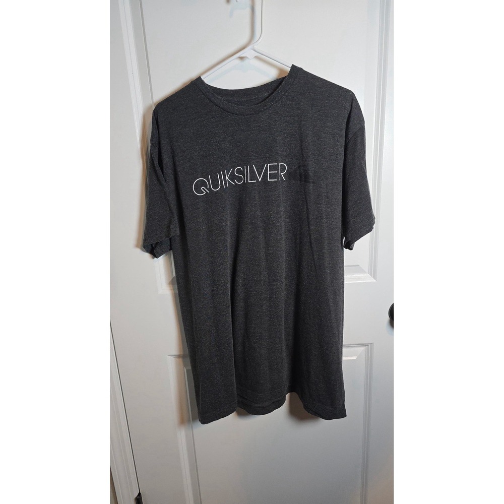 Quiksilver Mens‎ T-Shirt XL Charcoal Heather Grey Logo Graphic Tee Regular Fit